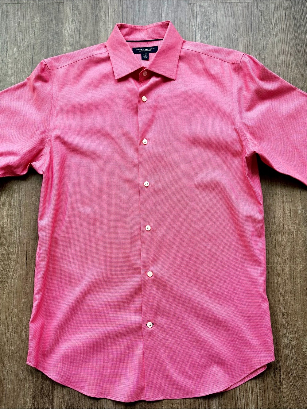 Banana Republic Slim Fit Non-Iron Dress Shirt Pink Textured Men’s Medium